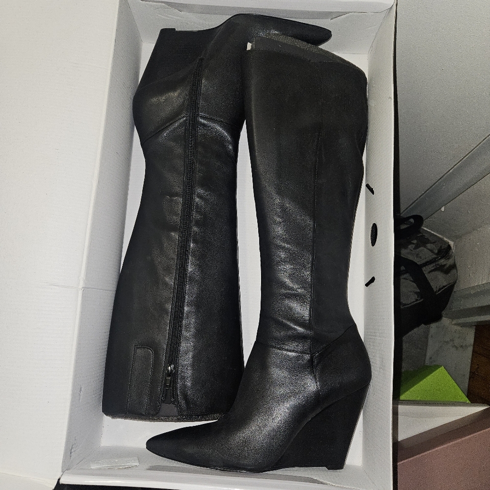 Black Knee-High Leather Boots